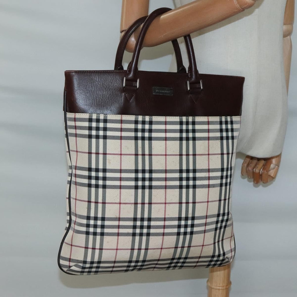 Burberry Nova Check Tote Nylon Beige Nylon Bag