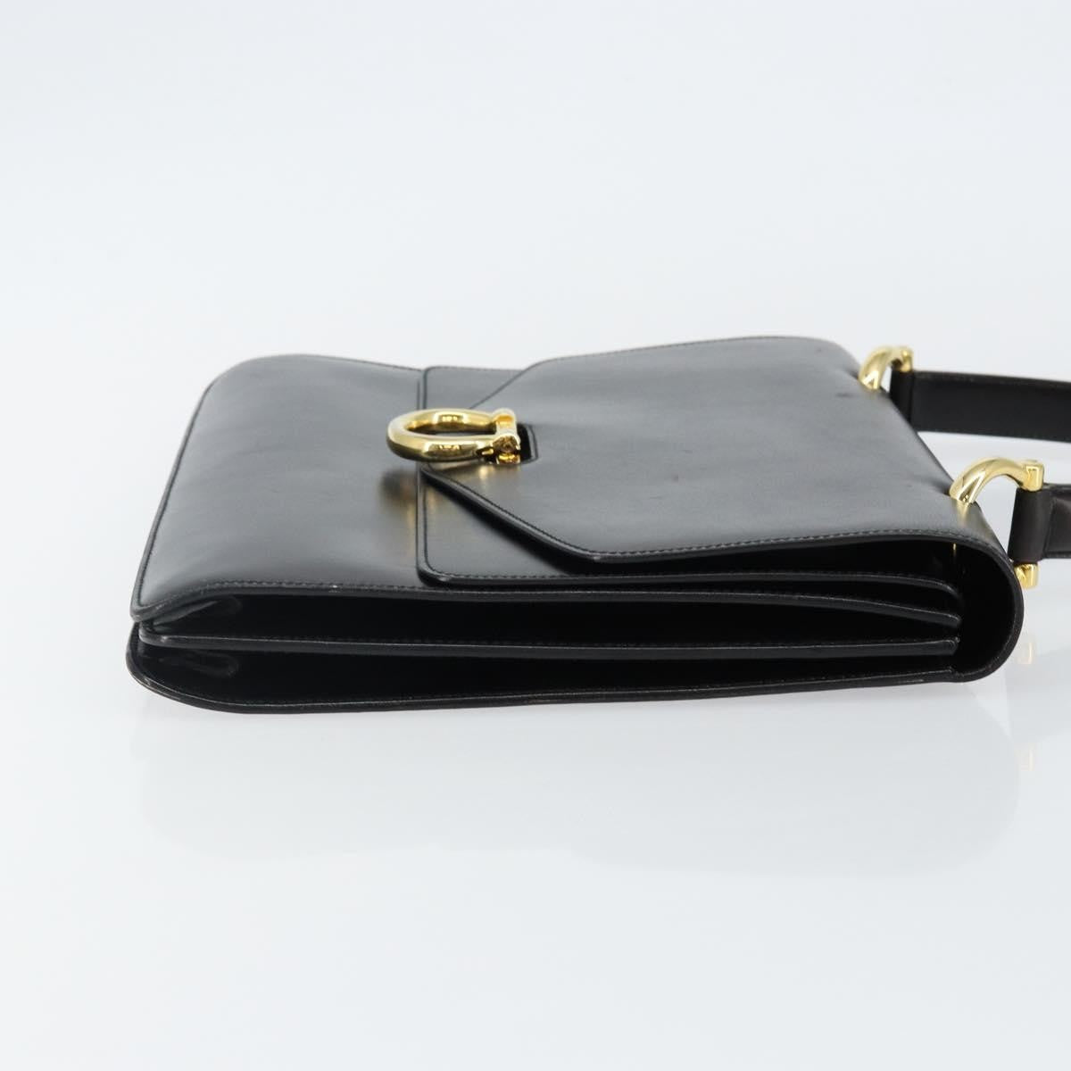 Celine Vintage Top Handle Bag Glazed Leather Black Leather Bag