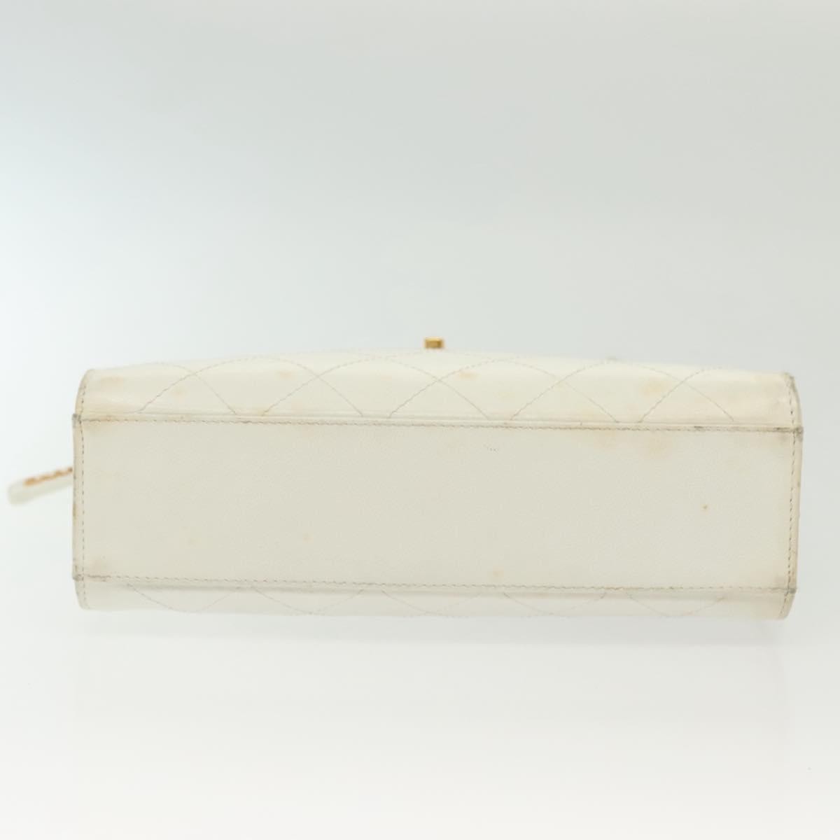 Chanel Cc Shoulder Bag Quilted Caviar White Leather Bag