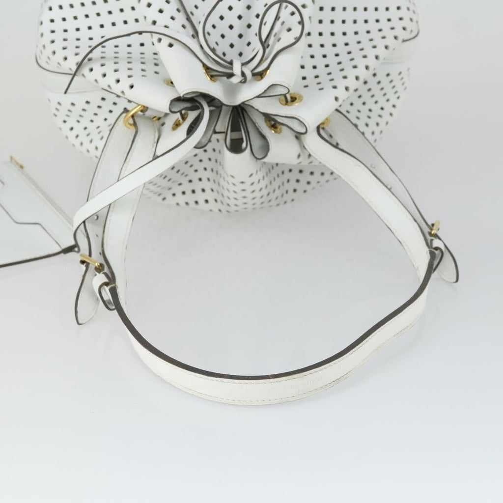 Louis Vuitton Flore Noe Handbag Perforated Leather White Leather Shoulder Bag