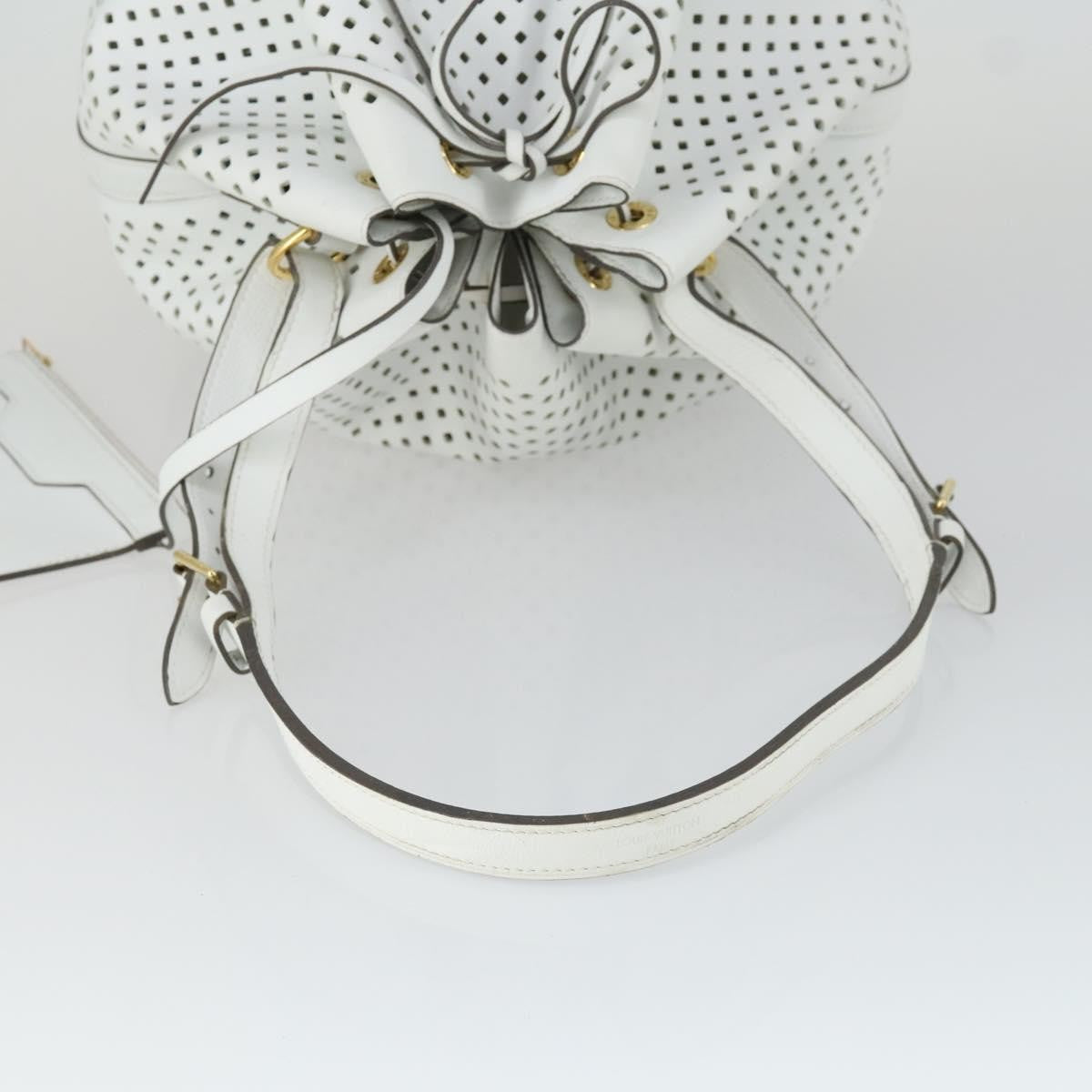Louis Vuitton Flore Noe Handbag Perforated Leather White Leather Shoulder Bag