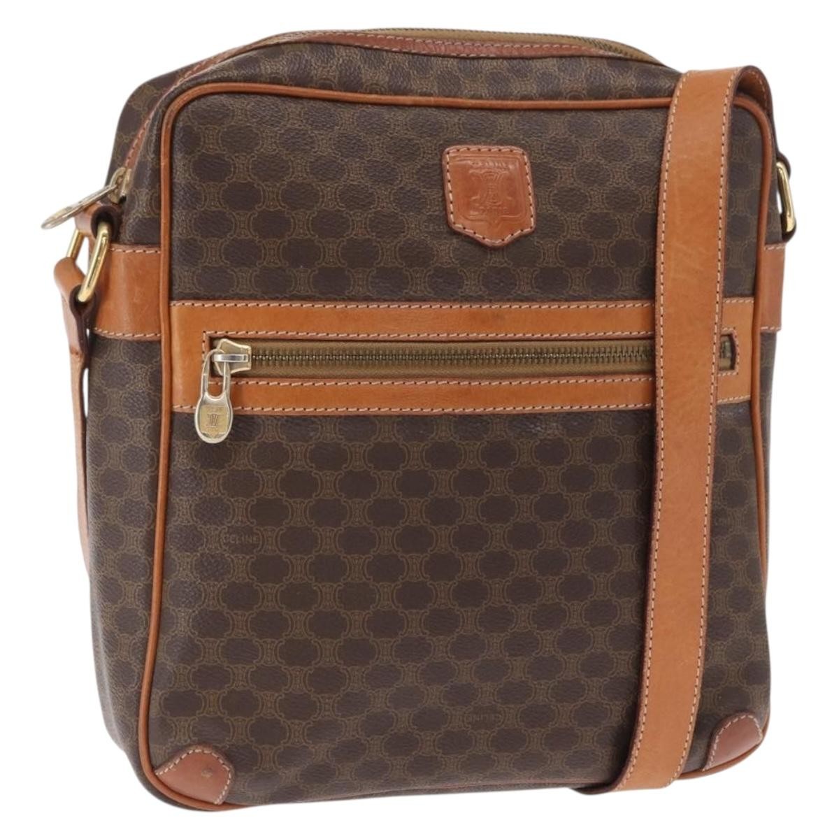 Celine Vintage Macadam Shoulder Bag Canvas And Leather Brown Pvc Shoulder Bag Bag