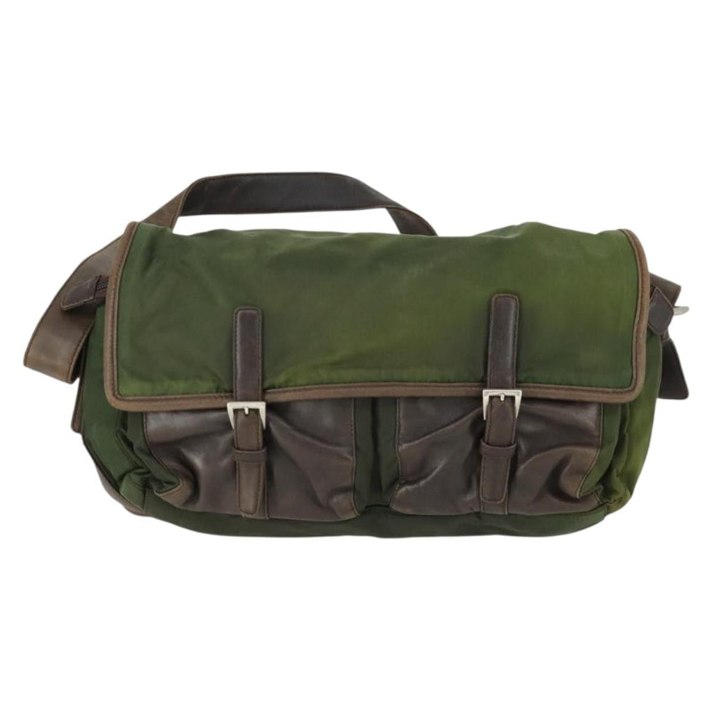 Prada Vintage Shoulder Bag Nylon And Leather Green Nylon Shoulder Bag Bag