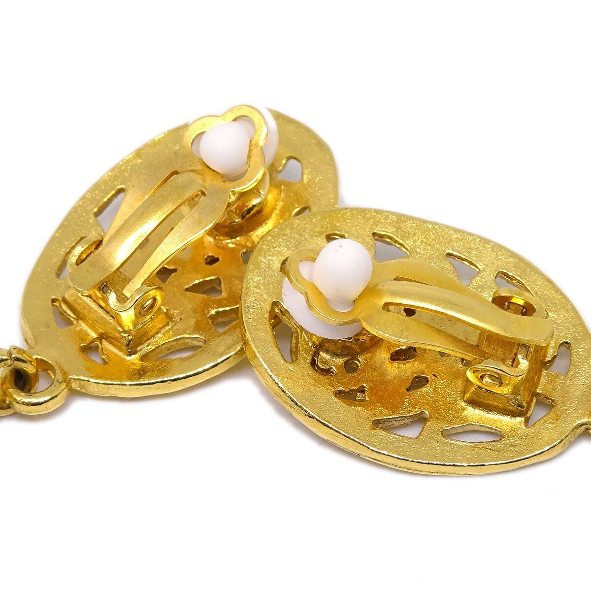 Chanel Cc Oval Tag Drop Hoop Earrings Metal Gold Gold_Plated Earrings Jewelry