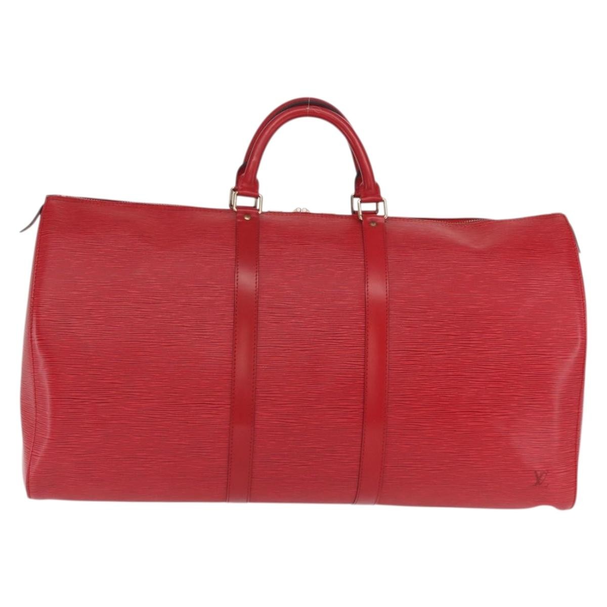 Louis Vuitton Keepall Bag Epi Leather Red Leather Travel Bag