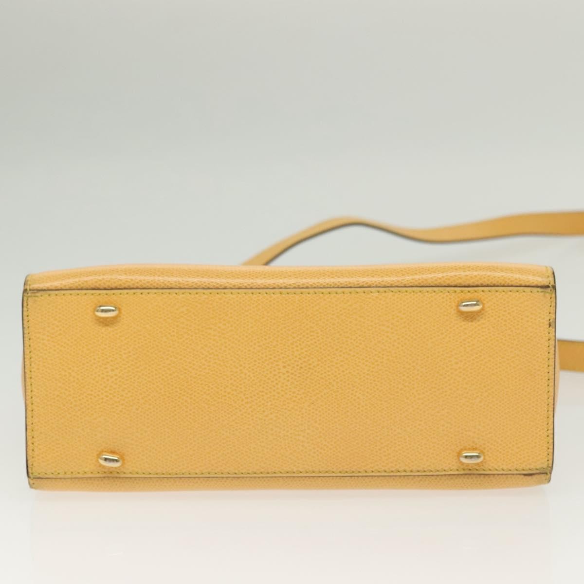 Celine Vintage Convertible Turnlock Top Handle Bag Leather Yellow Leather Bag