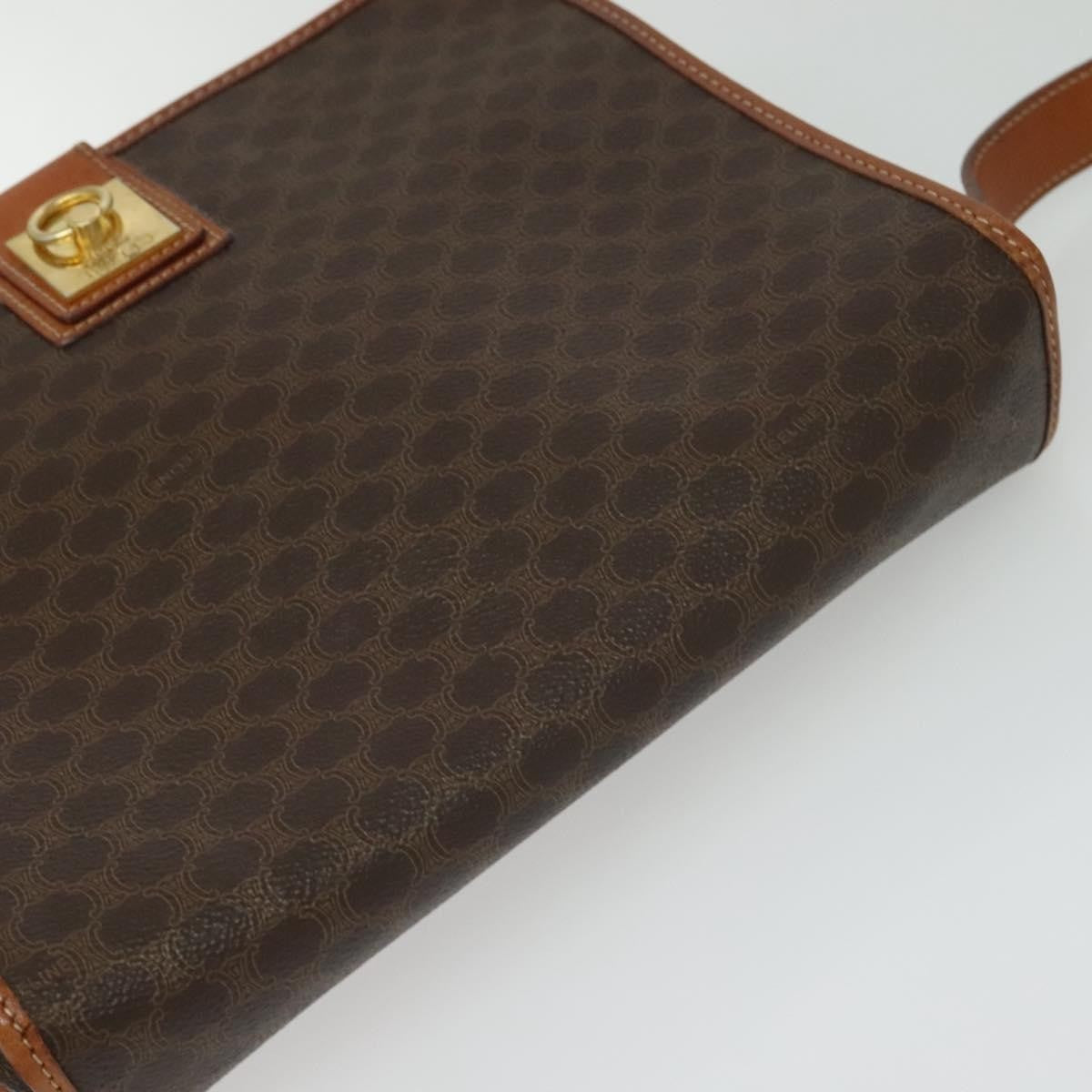 Celine Macadam Shoulder Bag Pvc Leather Brown Canvas Bag