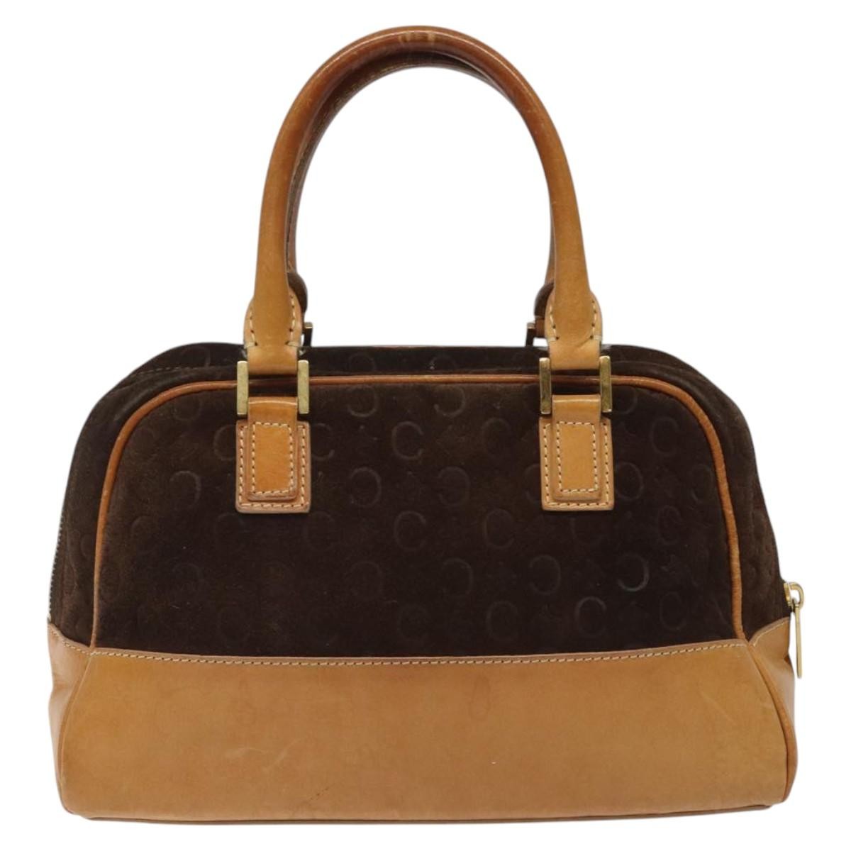 Celine C Macadam Handbag Suede And Leather Brown Suede Handbag