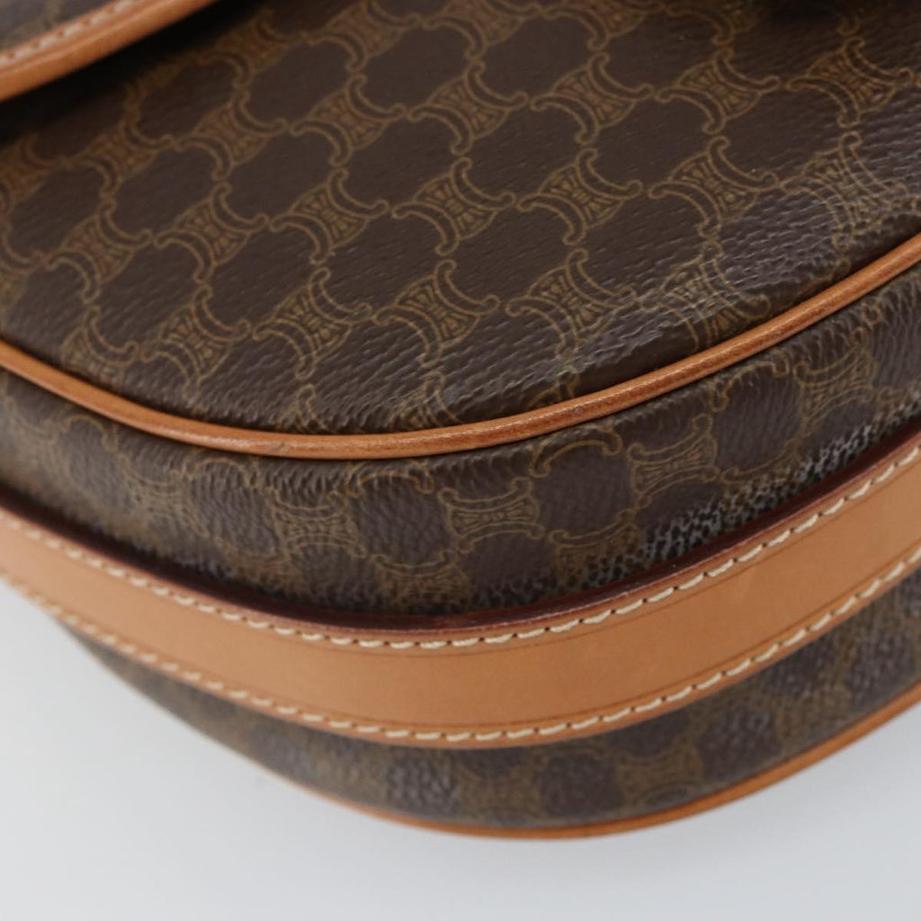 Celine Vintage Macadam Shoulder Bag Canvas And Leather Brown Canvas Shoulder Bag Bag