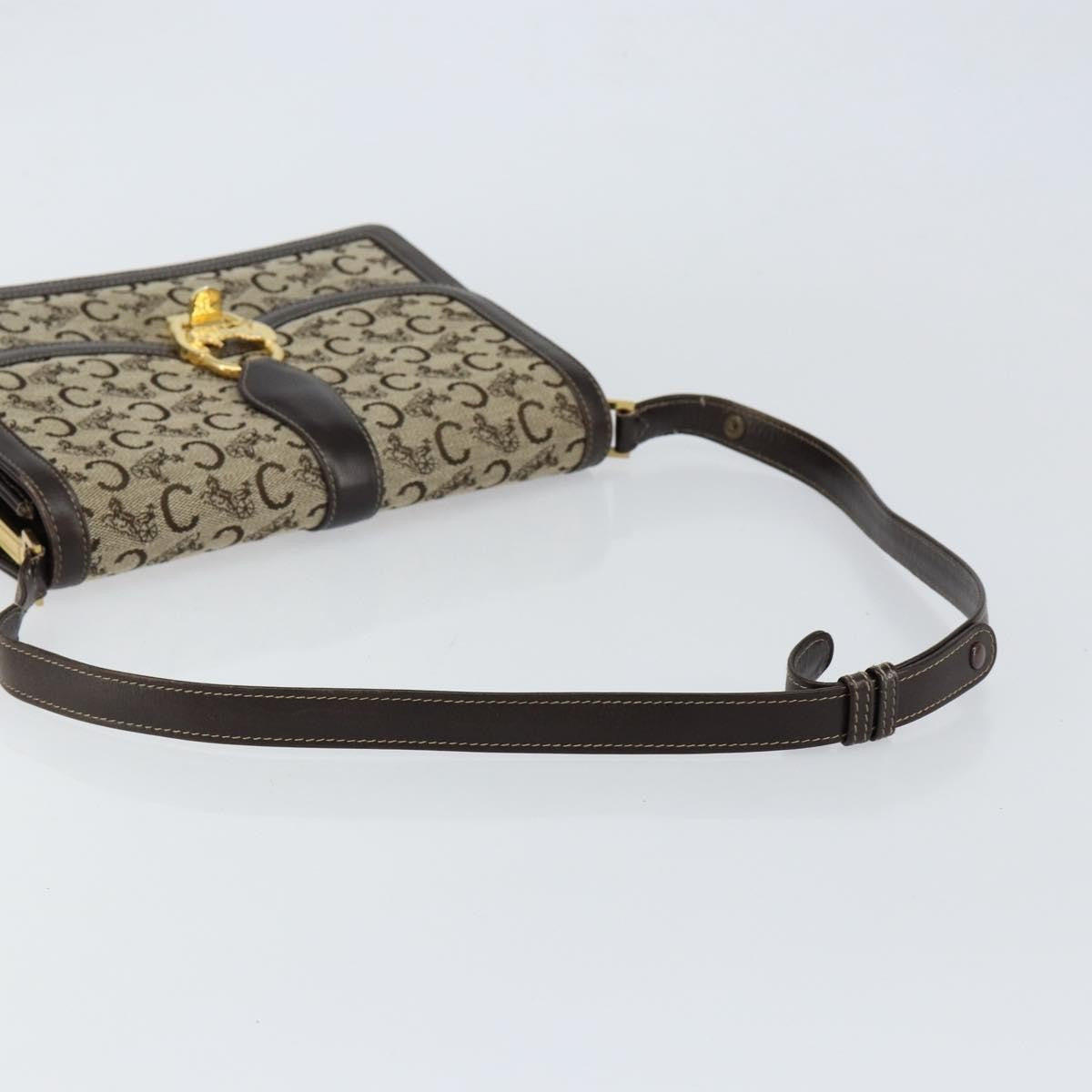 Celine C Sulky Shoulder Bag Canvas And Leather Brown Canvas Shoulder Bag Bag