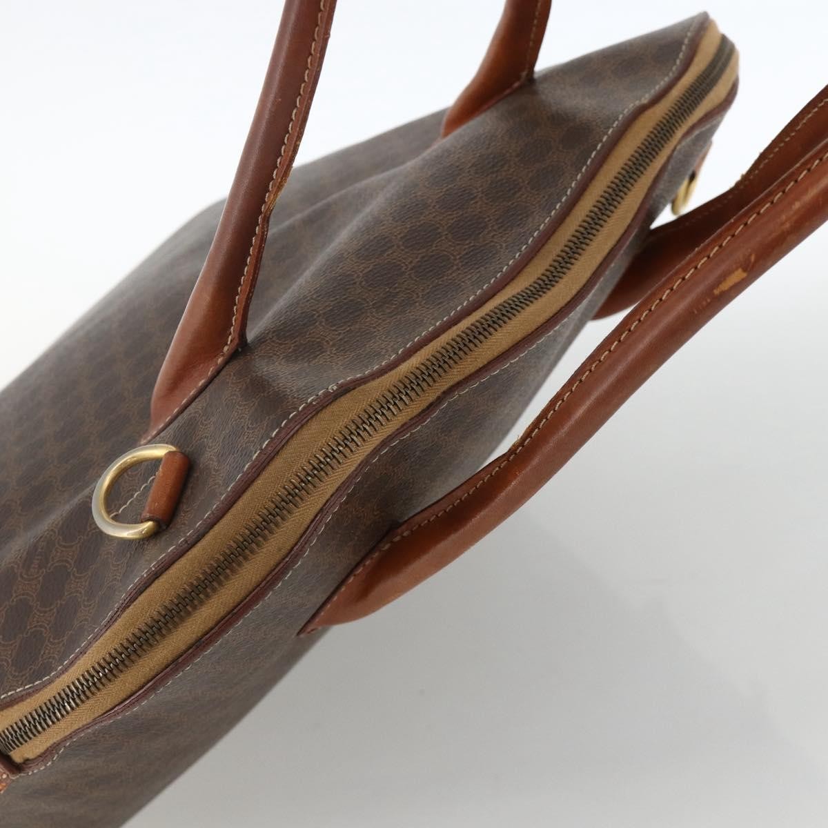 Celine Macadam Handbag Macadam With Leather Brown Canvas Handbag