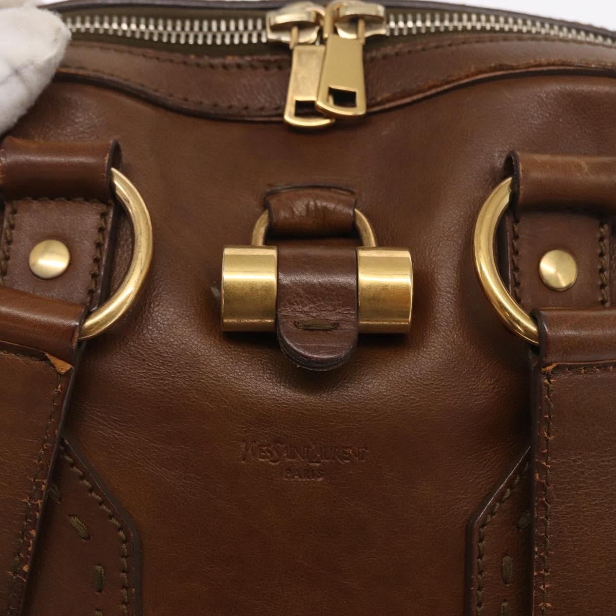 Saint Laurent Muse Dome Bag Leather Brown Leather Handbag (Pre-Owned)