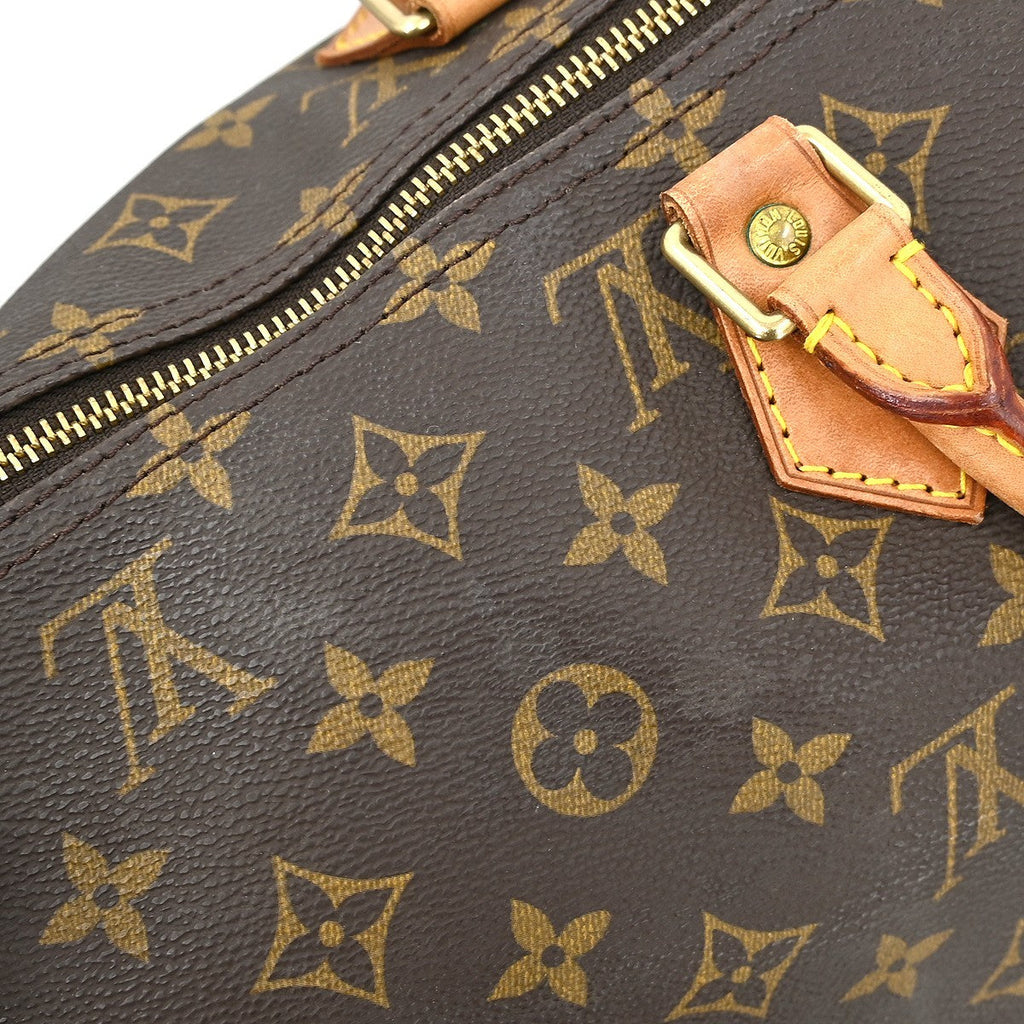 Louis Vuitton Speedy Handbag Monogram Canvas Brown Canvas,Leather Handbag