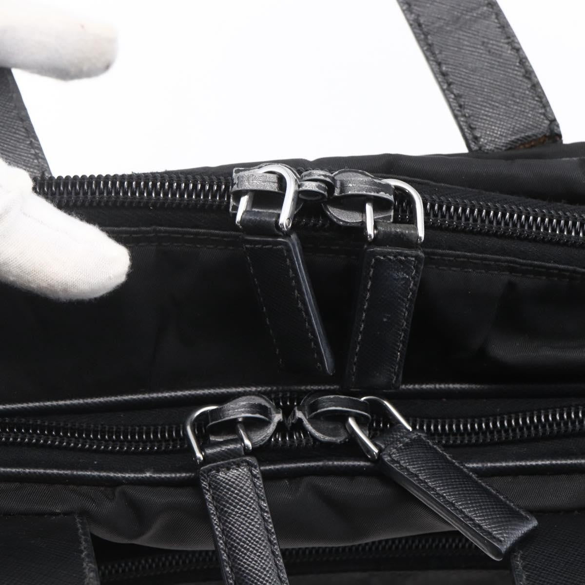 Prada Convertible Front Zip Briefcase Tessuto With Saffiano Leather Black Nylon Briefcase Bag