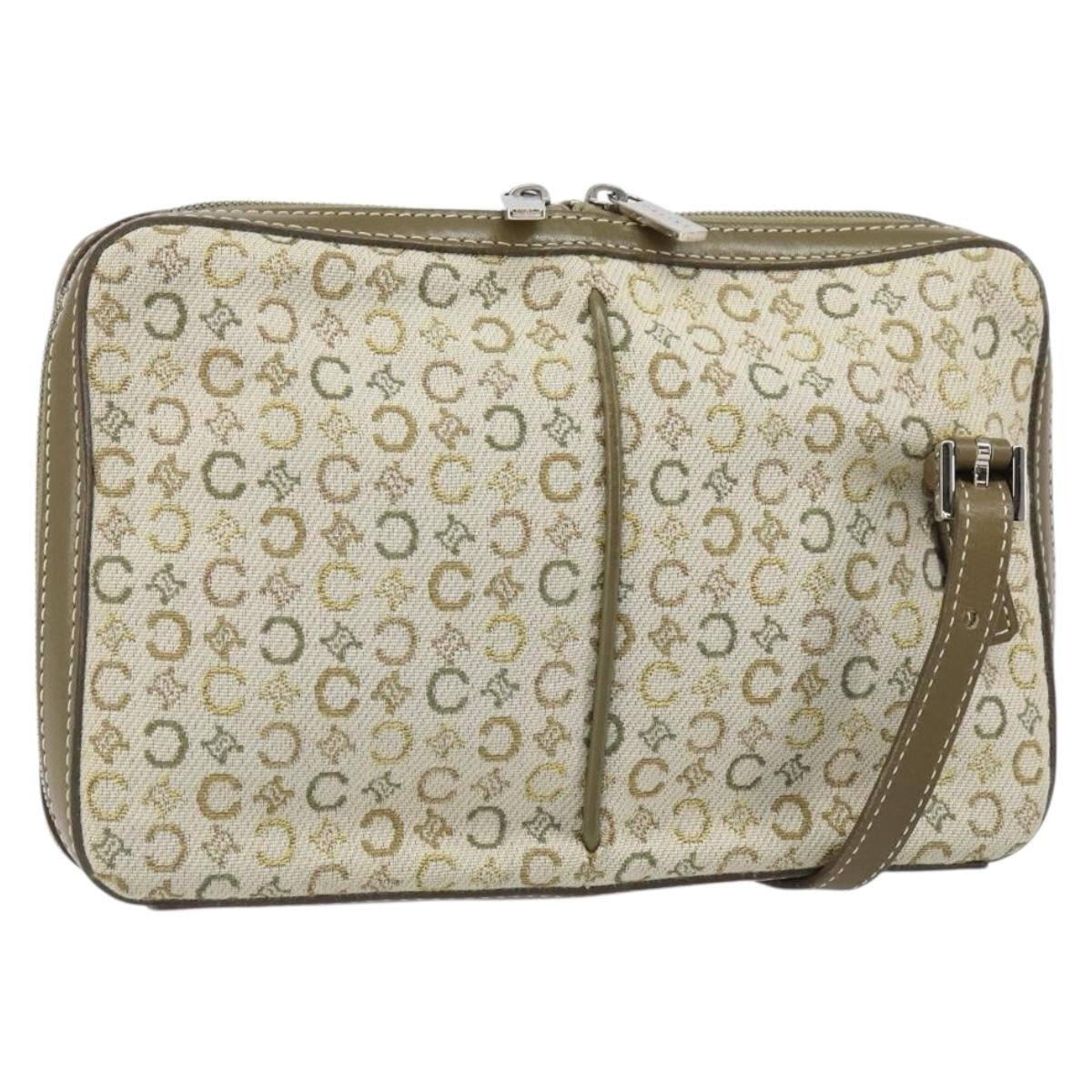Celine C Macadam Shoulder Bag Canvas Khaki Canvas Shoulder Bag Bag