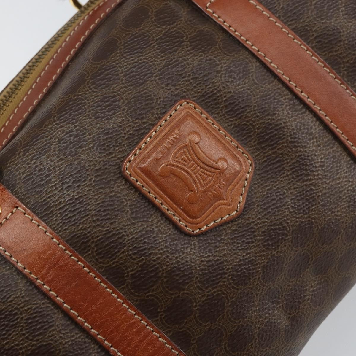 Celine Vintage Macadam Handbag Canvas And Leather Brown Canvas Handbag