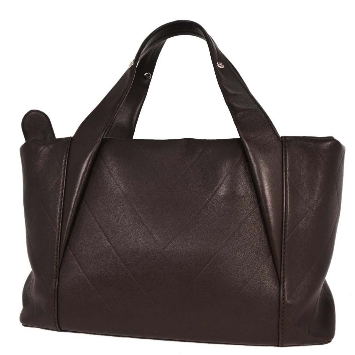 Chanel All Day Long Tote Chevron Leather Brown Leather Tote Bag Bag