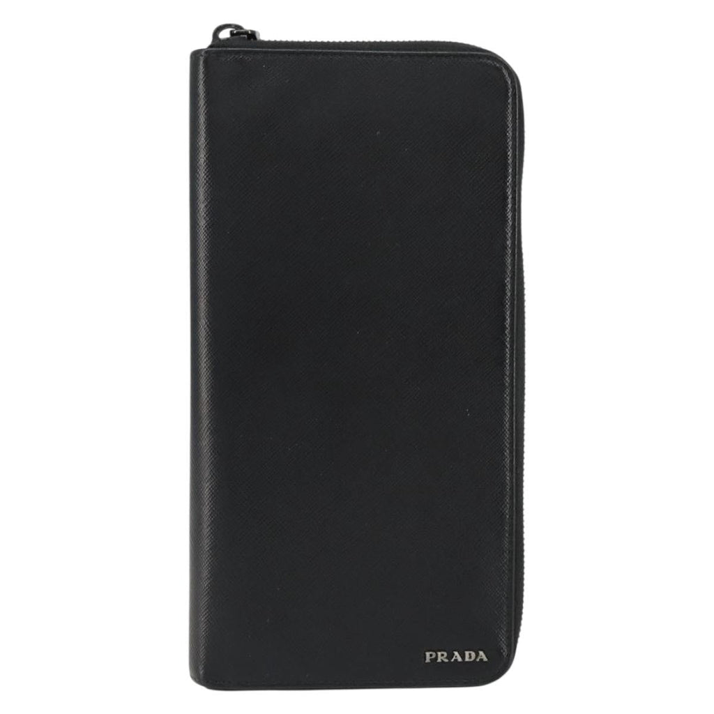 Prada Saffiano Wallet Leather Black Leather Wallets Accessory