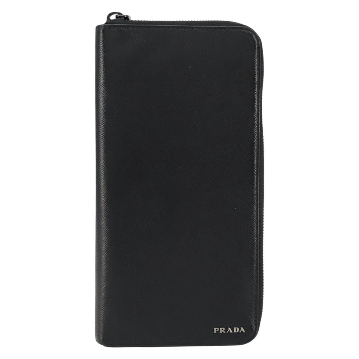 Prada Saffiano Wallet Leather Black Leather Wallets Accessory