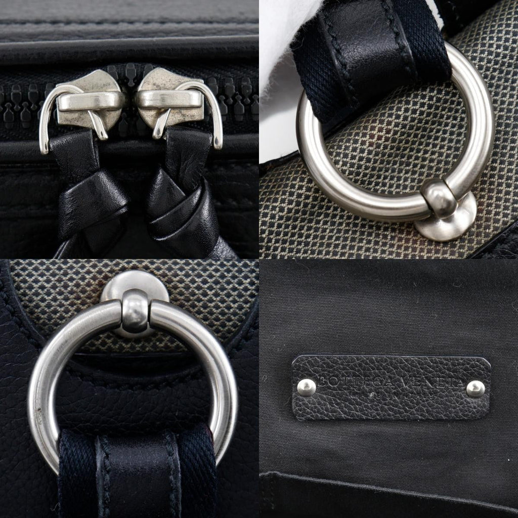 Bottega Veneta Vintage Handbag Leather Gray Canvas Handbag