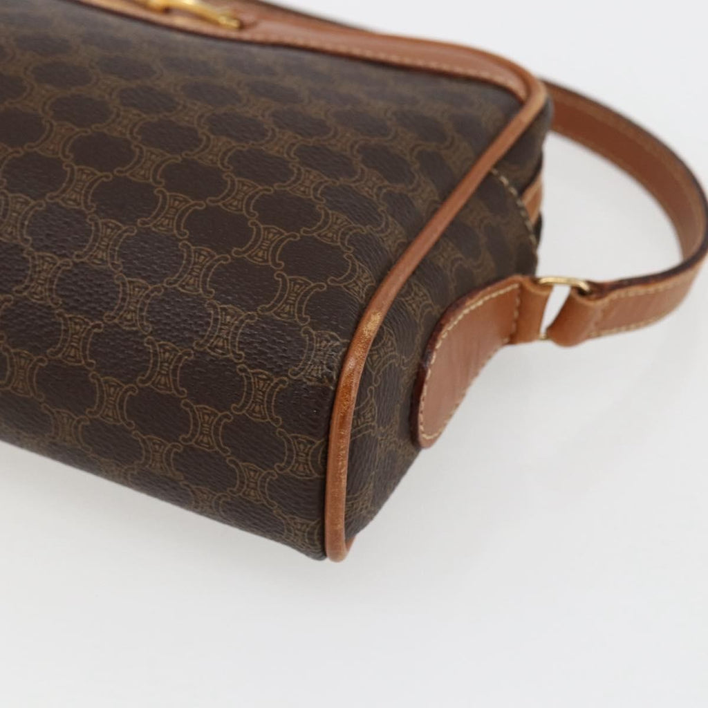 Celine Vintage Macadam Shoulder Bag Canvas And Leather Brown Canvas Shoulder Bag Bag