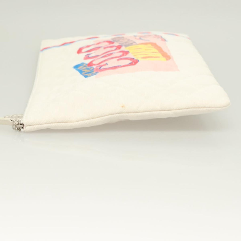 Chanel Coco Cuba Pouch Printed Quilted Canvas White Canvas Bag