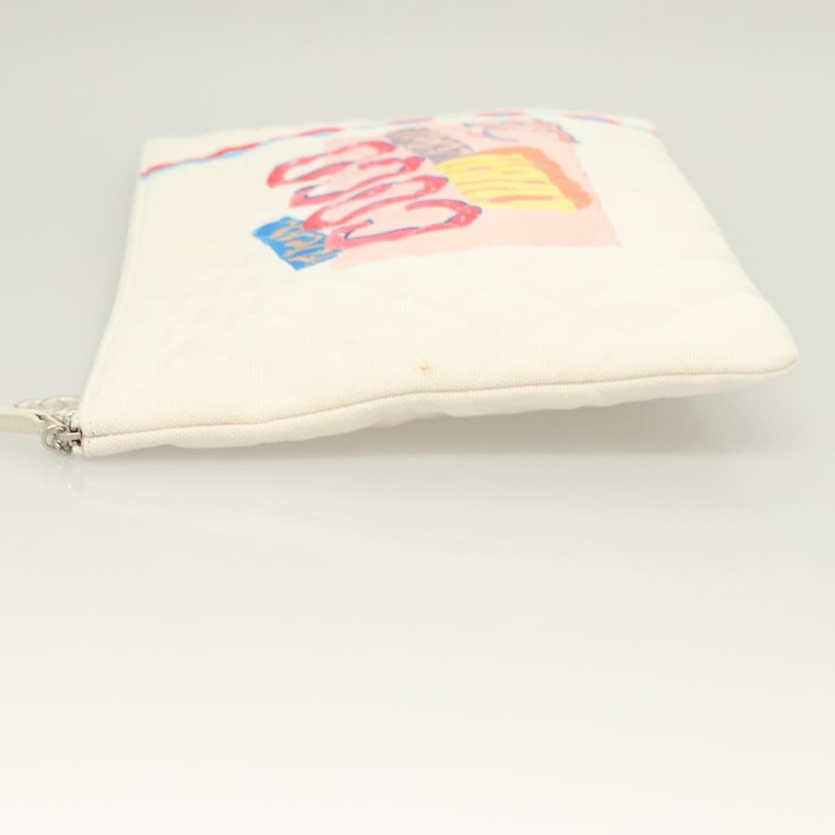 Chanel Coco Cuba Pouch Printed Quilted Canvas White Canvas Bag