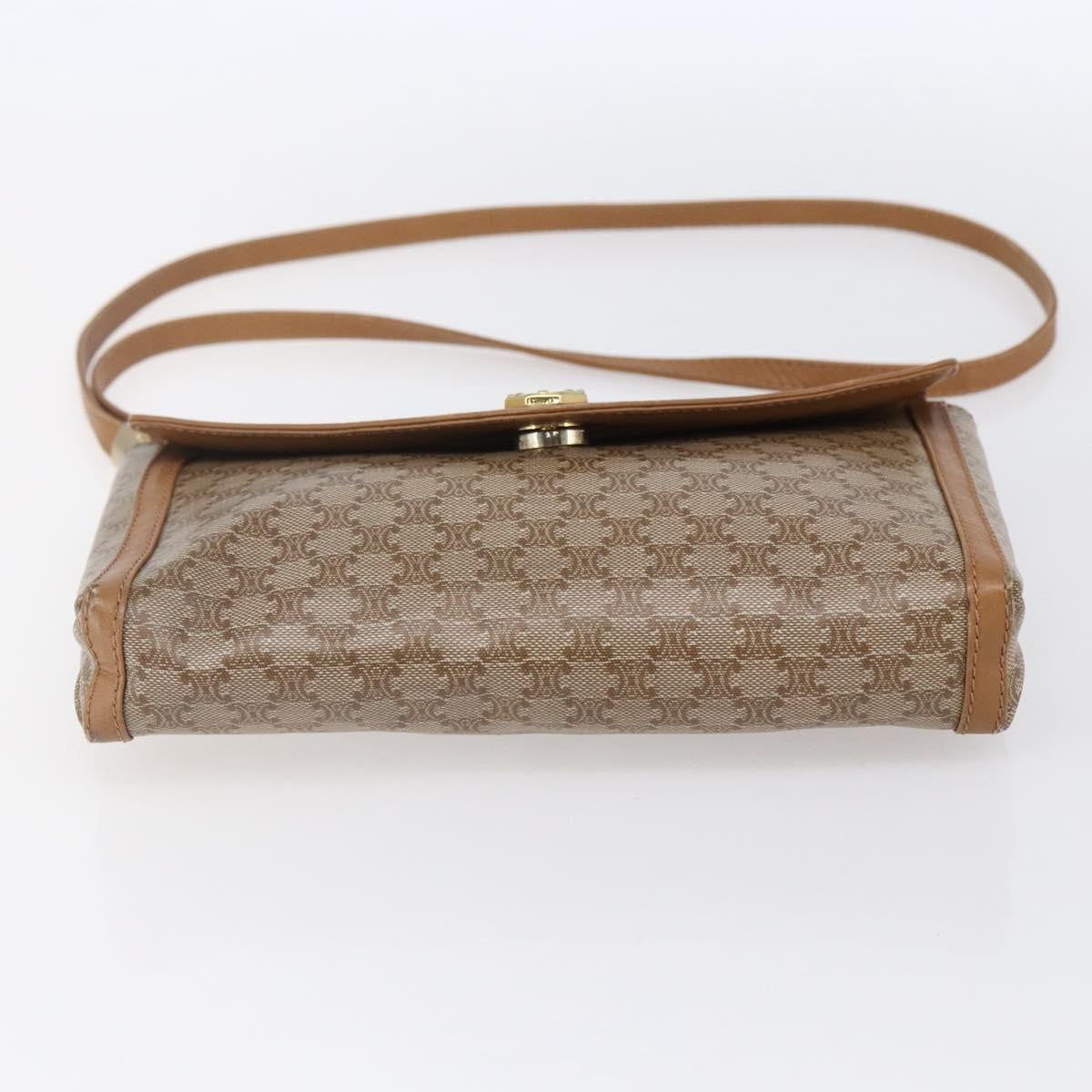 Celine Vintage Macadam Shoulder Bag Canvas And Leather Beige Canvas Shoulder Bag Bag