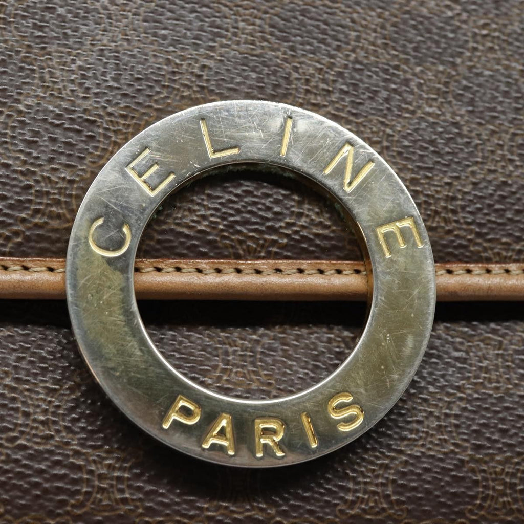 Celine Circle Logo Shoulder Bag Canvas Brown Canvas Shoulder Bag Bag