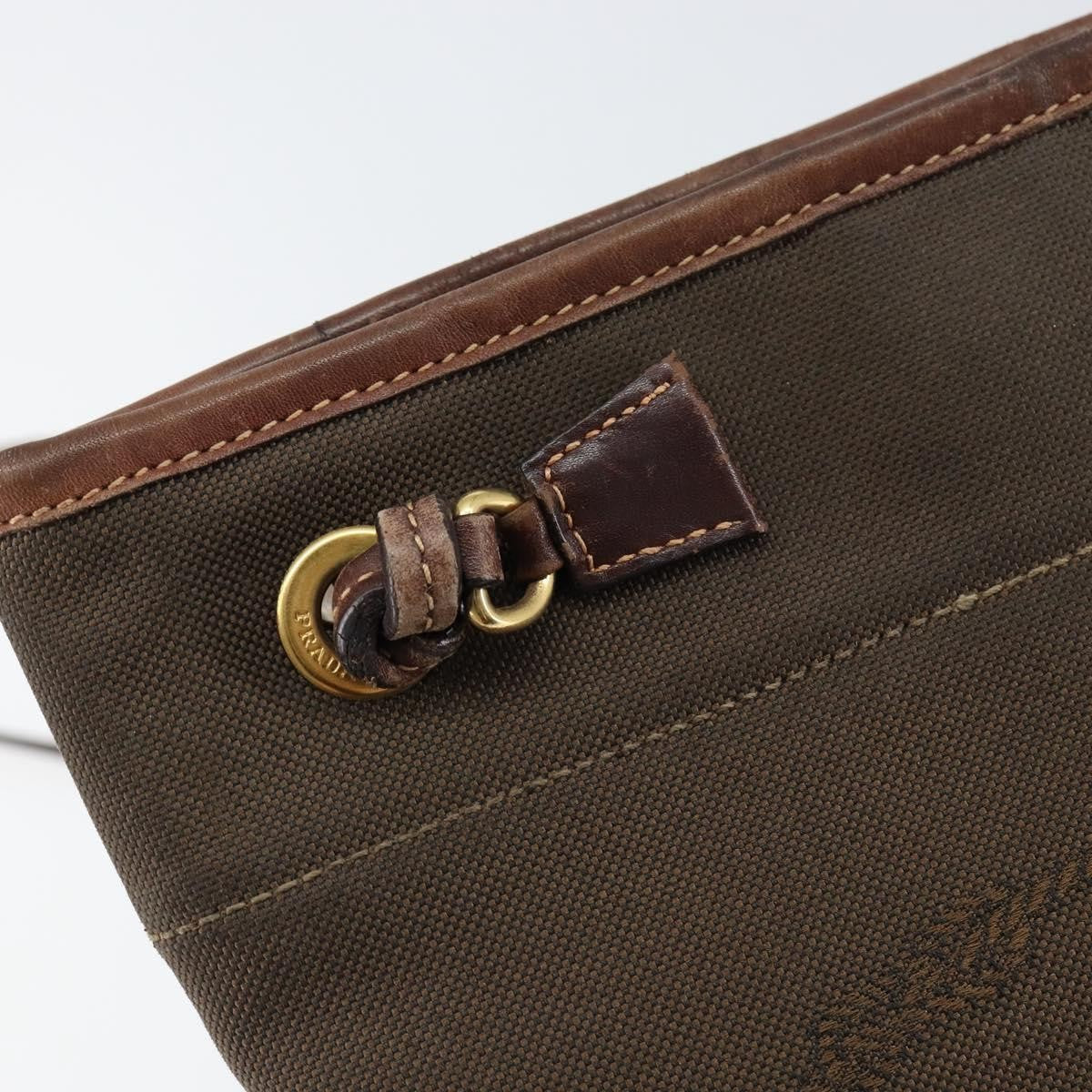 Prada Logo Flat Messenger Canvas Brown Canvas Shoulder Bag Bag