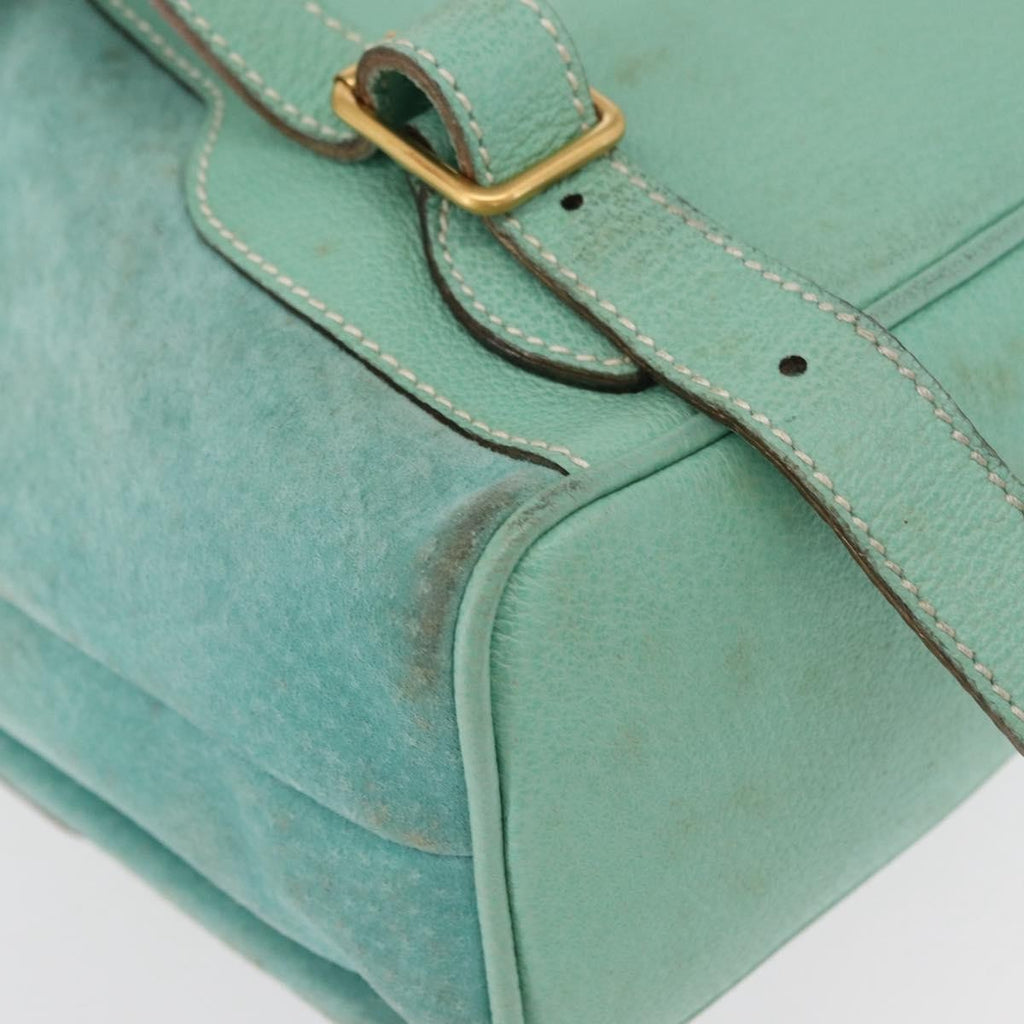Gucci Vintage Bamboo Backpack Suede Green Suede Backpack Bag (Pre-Owned)