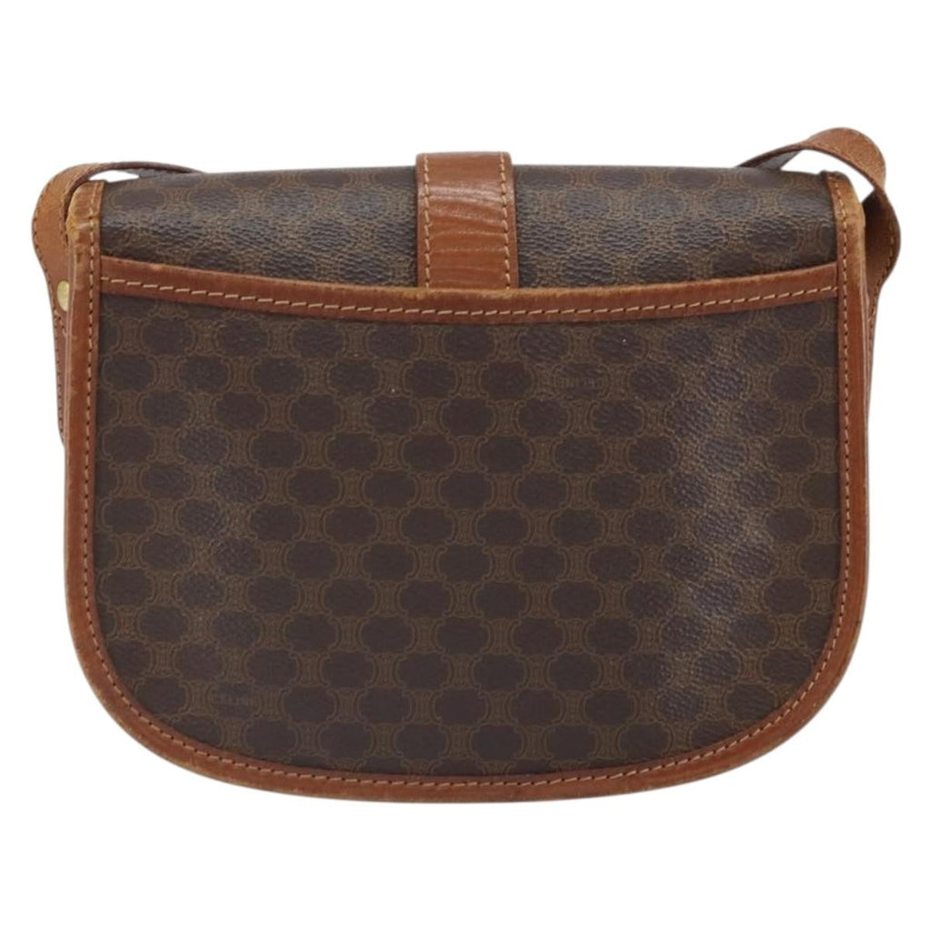 Celine Vintage Macadam Shoulder Bag Canvas And Leather Brown Canvas Shoulder Bag Bag