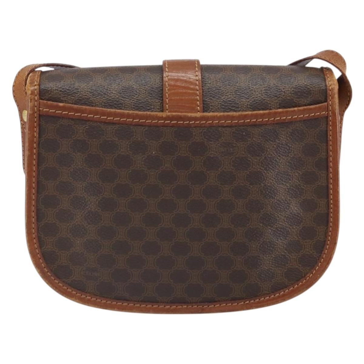 Celine Vintage Macadam Shoulder Bag Canvas And Leather Brown Canvas Shoulder Bag Bag
