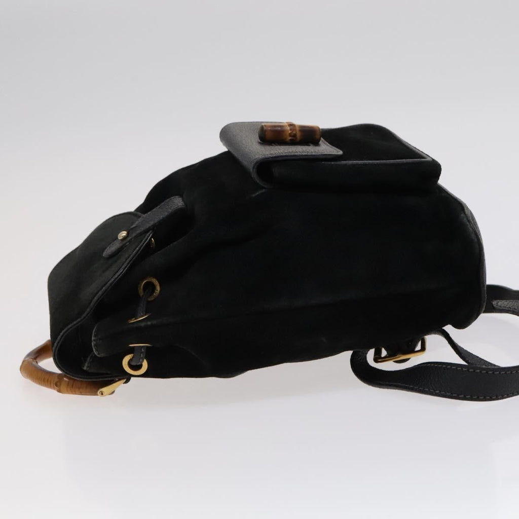 Gucci Gucci Bamboo Backpack Daim Black Suede Backpack Bag (Pre-Owned)