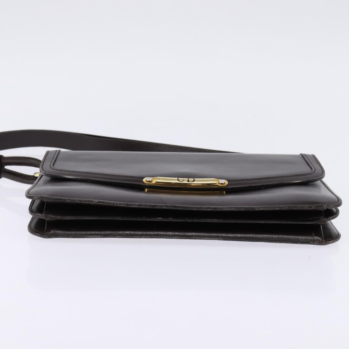 Christian Dior Flap Shoulder Bag Leather Brown Leather Shoulder Bag Bag (Pre-Owned)