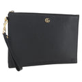 Gucci Gg Marmont Pouch Leather Black Leather Clutche & Pouche Bag (Pre-Owned)