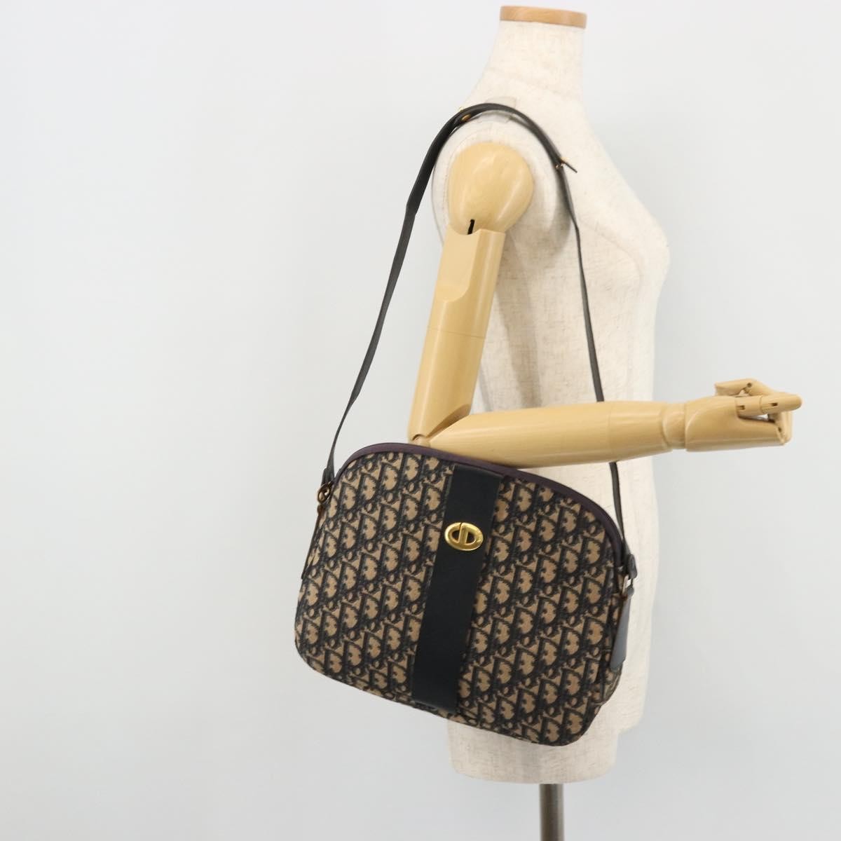 Christian Dior Trotter Shoulder Bag Canvas Navy Canvas Shoulder Bag Bag (Pre-Owned)