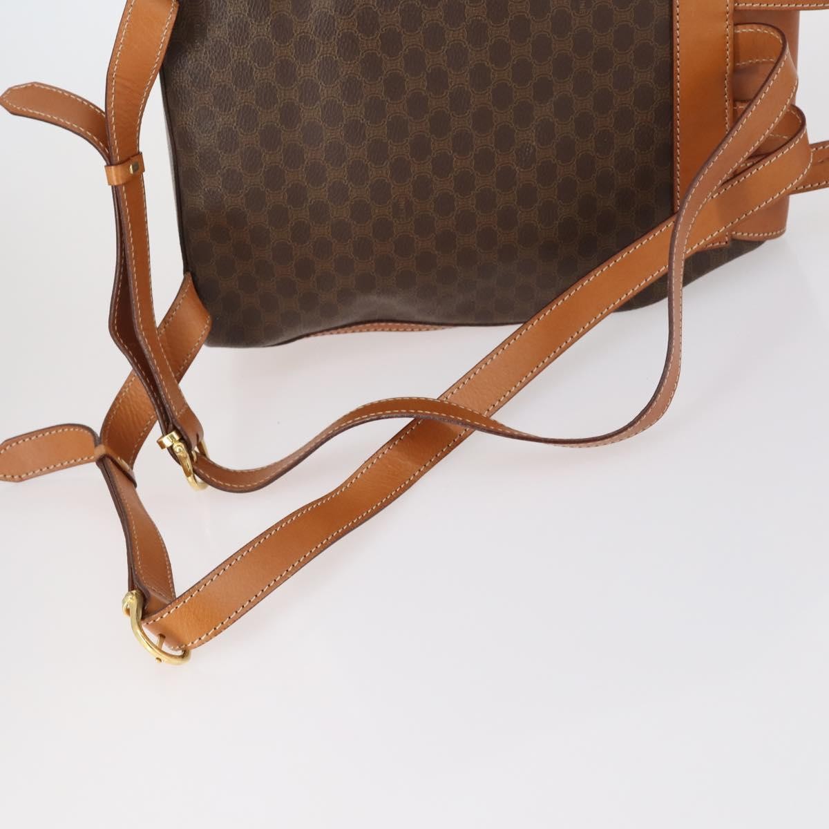 Celine Vintage Macadam Backpack Canvas And Leather Brown Canvas Backpack Bag