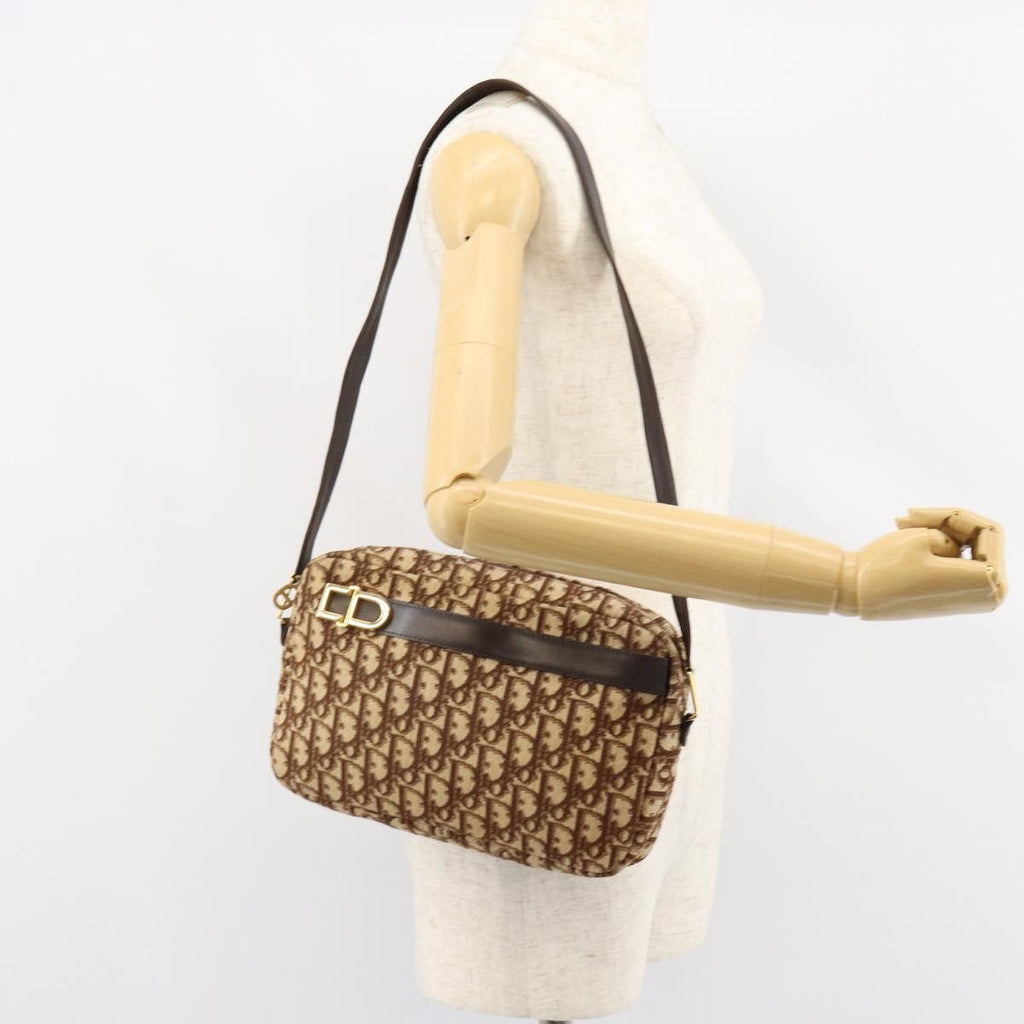 Christian Dior Vintage Trotter Crossbody Bag Diorissimo Coated Canvas Brown Canvas Shoulder Bag Bag (Pre-Owned)