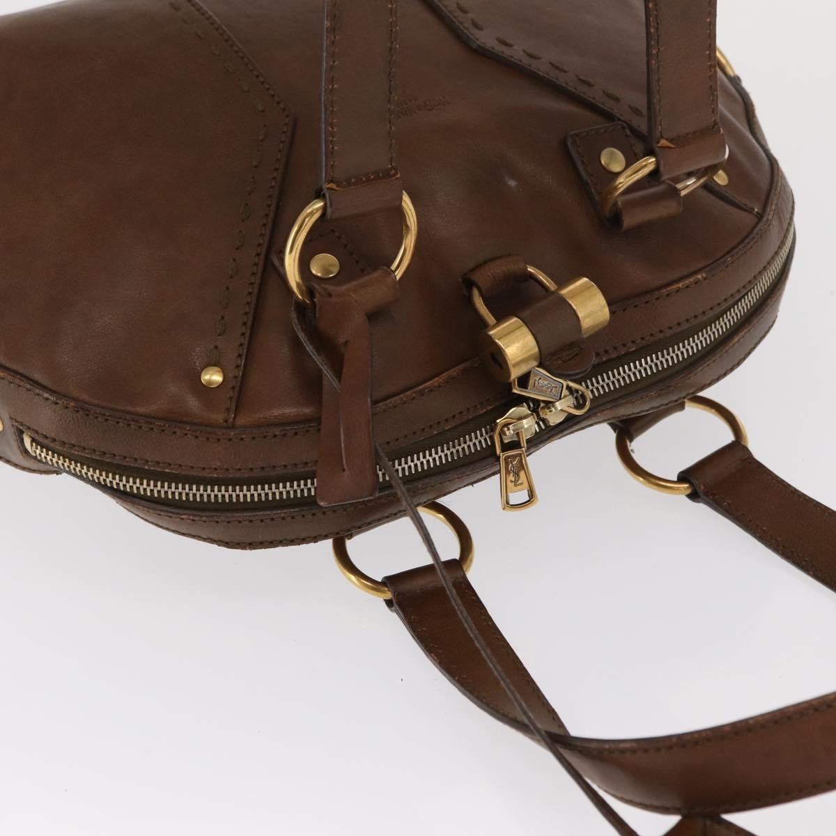 Saint Laurent Muse Dome Bag Leather Brown Leather Handbag (Pre-Owned)