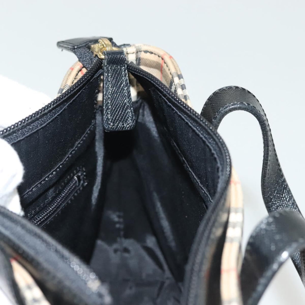 Burberry Nova Handbag Check Pattern Beige Canvas Bag