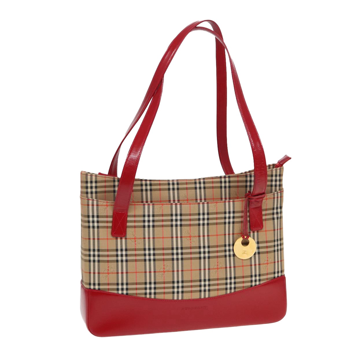 Burberry Nova Check Tote Canvas And Leather Beige Canvas Tote Bag
