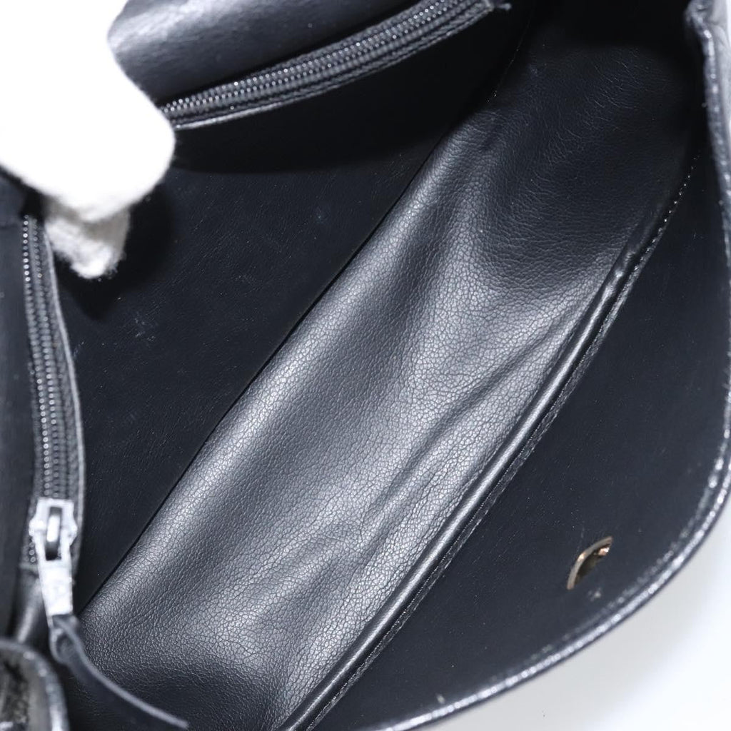 Christian Dior Vintage Cd Logo Shoulder Bag Leather Black Leather Shoulder Bag Bag (Pre-Owned)