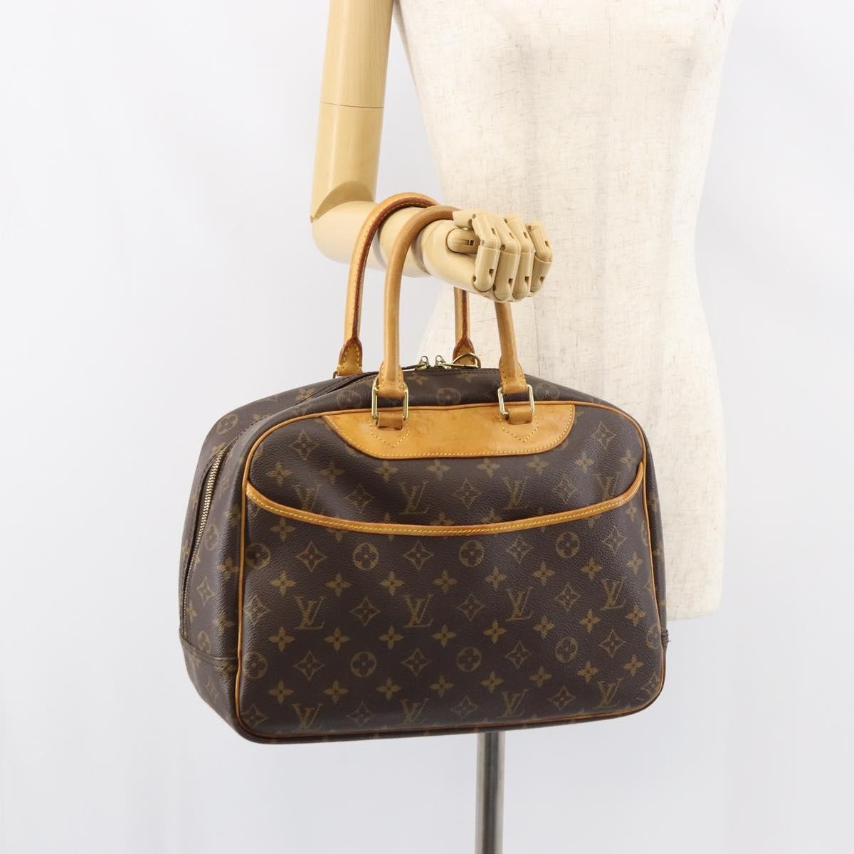 Louis Vuitton Deauville Handbag Monogram Canvas Brown Canvas Handbag