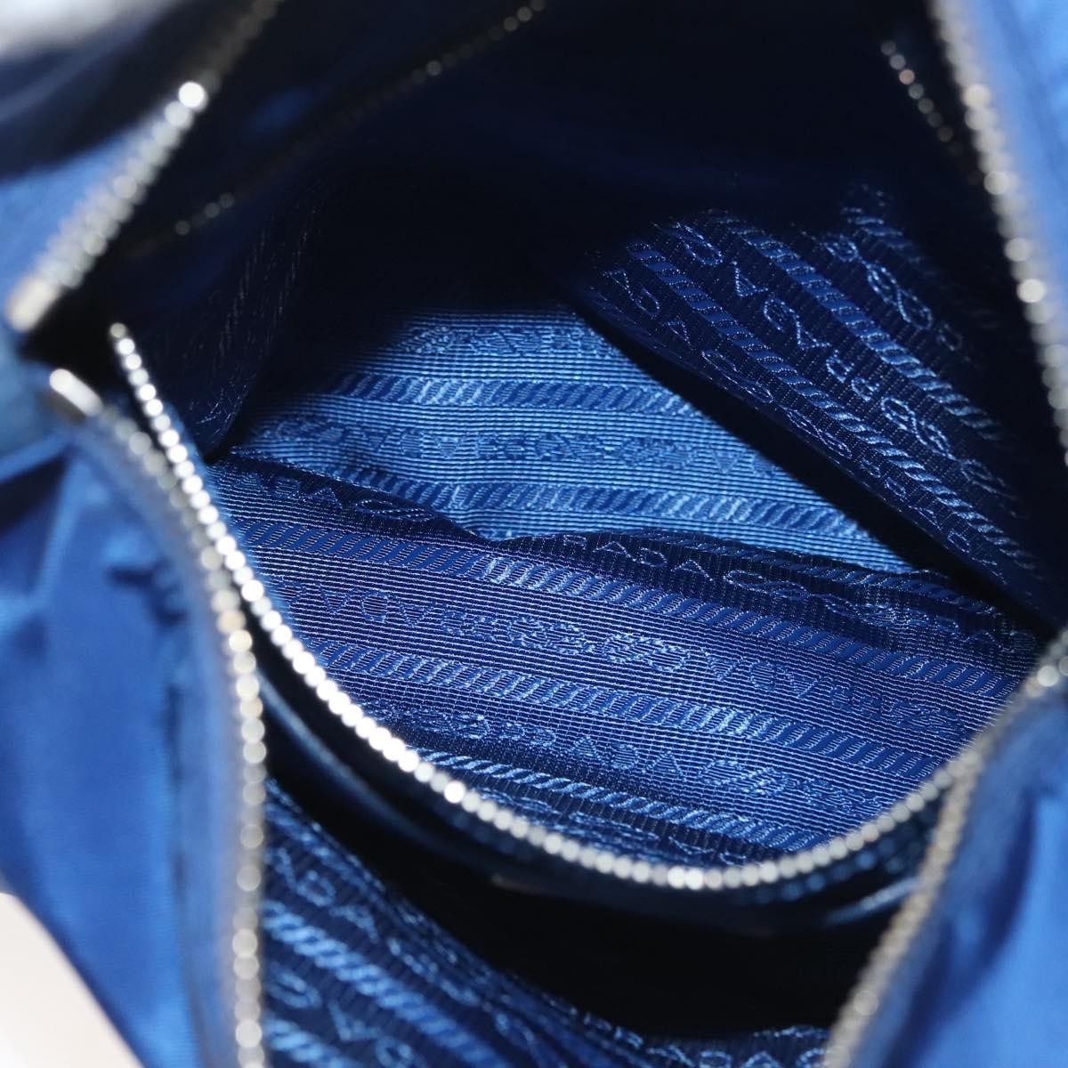Prada Flat Messenger Tessuto With Leather Blue Nylon Shoulder Bag Bag