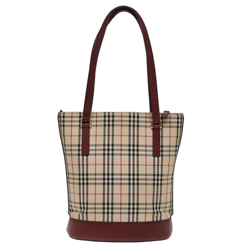 Burberry Nova Check Tote Canvas And Leather Beige Canvas Tote Bag