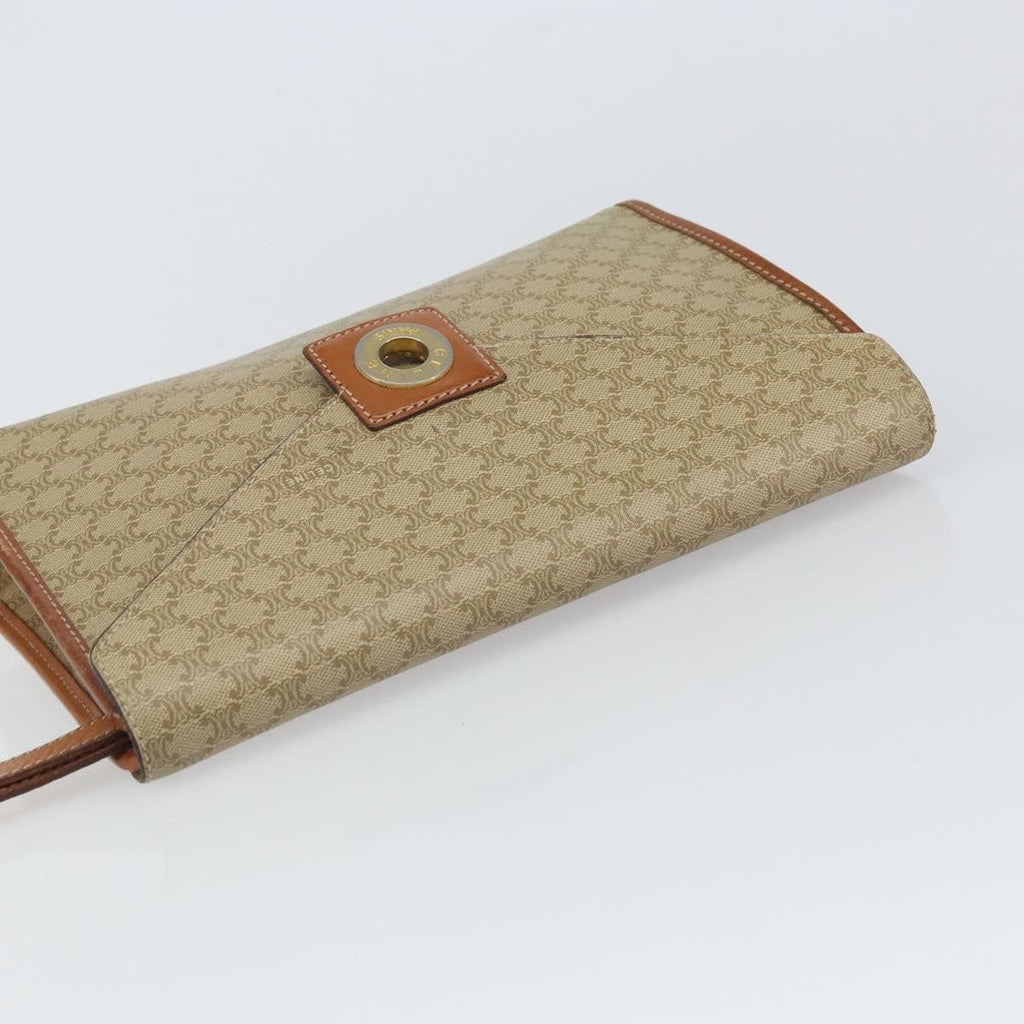 Celine Circle Logo Macadam Pouch Canvas And Leather Beige Canvas Clutche & Pouche Bag