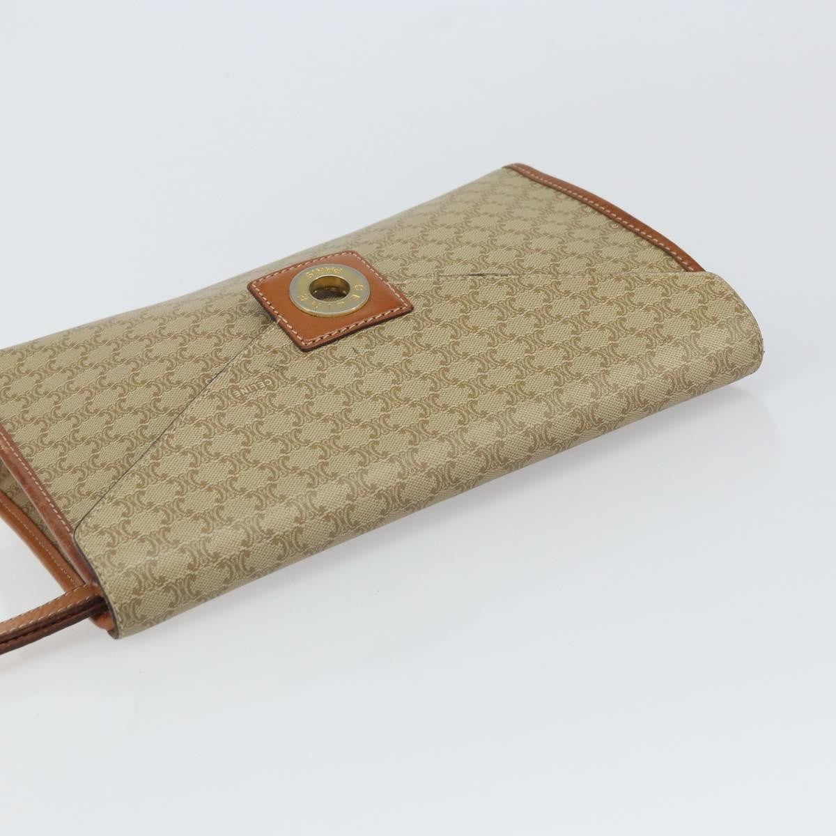 Celine Circle Logo Macadam Pouch Canvas And Leather Beige Canvas Clutche & Pouche Bag