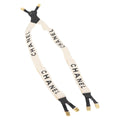 Chanel Logo Suspenders Canvas White Canvas Belts Accessory