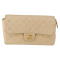 Chanel Vintage Classic Flap Backpack Quilted Lambskin Beige Leather Backpack Bag